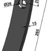 Skærspids 265x50x15mm
