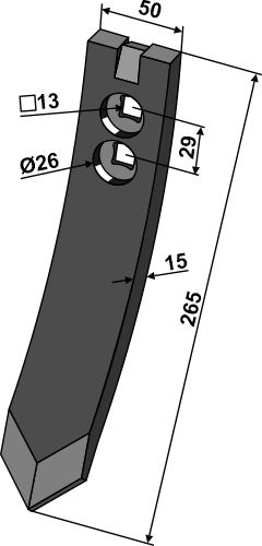 Skærspids 265x50x15mm
