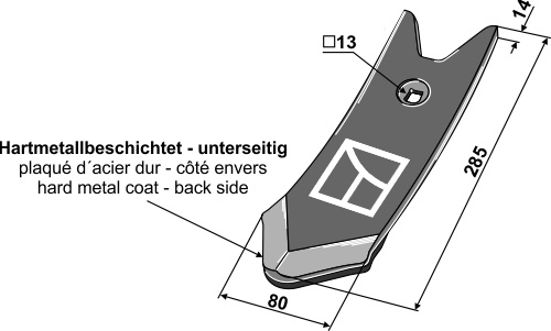 Skærspids 285x80x14mm - (hårdmetal belagt)