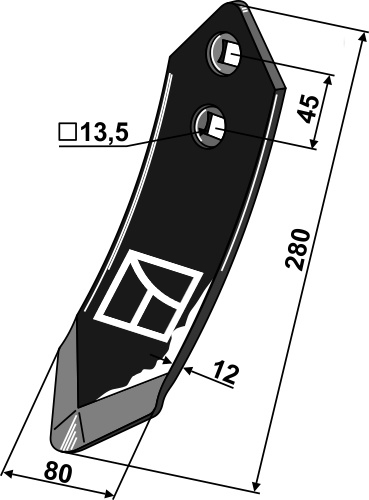 Skærspids 280x80x12mm