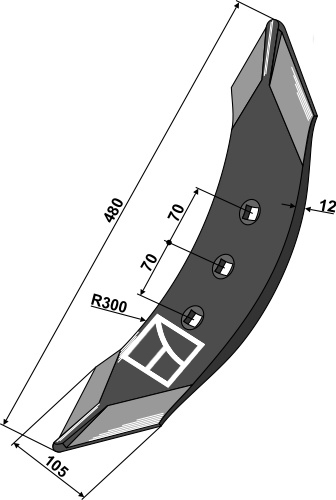Stubharvespids 480x105x12mm (3 h - 70-70)