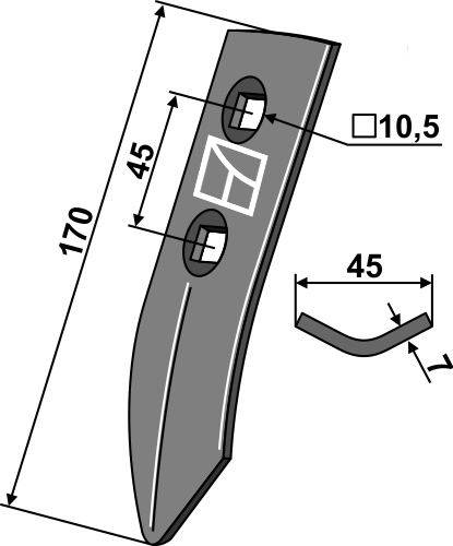 Skærspids 170x45x7mm