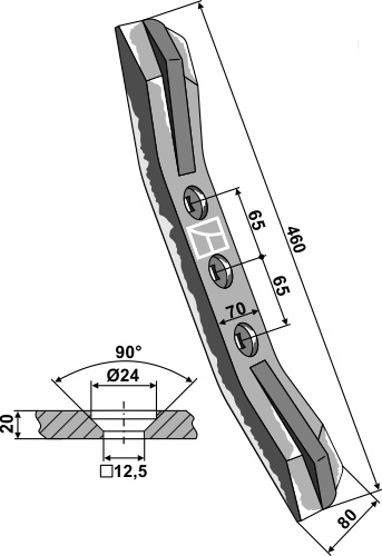 Skærspids 460x80x20mm