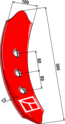 Skærspids 390x100x12mm - højre