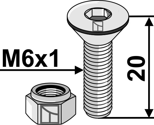 Skrue med indvendig sekskant M6x1x20