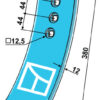 Skærspids 380x100x12mm (3 h - 44-44) for vingeskær