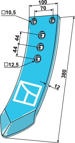 Skærspids 380x100x12mm (3 h - 44-44) for vingeskær