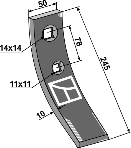 Skærspids 245x50x10mm (2 h - 78) for vingeskær