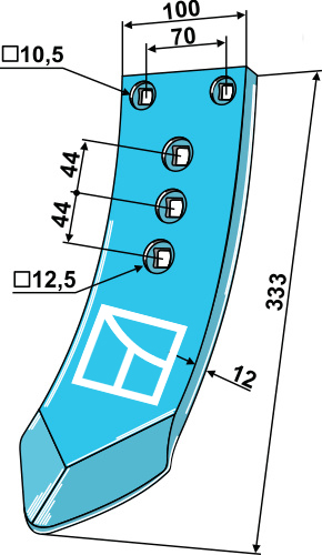 Skærspids 333x100x12mm (3 h - 44-44) for vingeskær