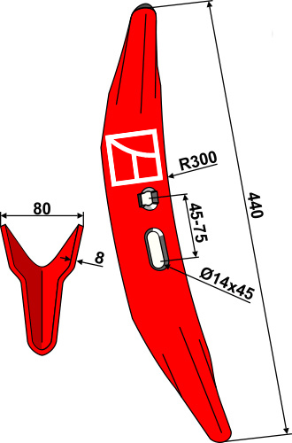 Grubbeskær 440x80x8mm - Melone