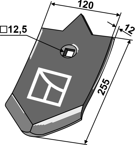 Skærspids 255x120x12mm