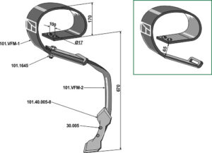 Stubharvetand 150x112 komplet - Vibroflex VFM