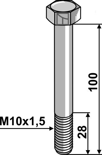 Bolt M10x1,5x100 - 10.9 u. møtrik