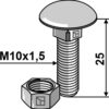 Bolt M10x1,5x25 m. møtrik - galvaniseret