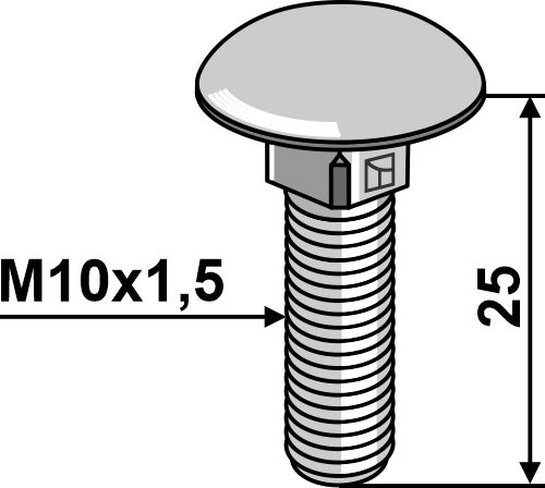 Bræddebolt M10x1,5x25 - galvaniseret