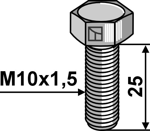 Bolt M10x1,5x25 u. møtrik - galvaniseret