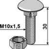 Bolt M10x1,5x30 m. møtrik - galvaniseret