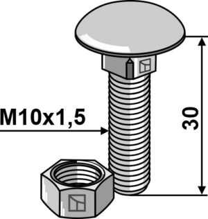 10306034v Bolt M10x1,5x30 m. møtrik - galvaniseret