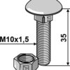 Bolt M10x1,5x35 m. møtrik - galvaniseret