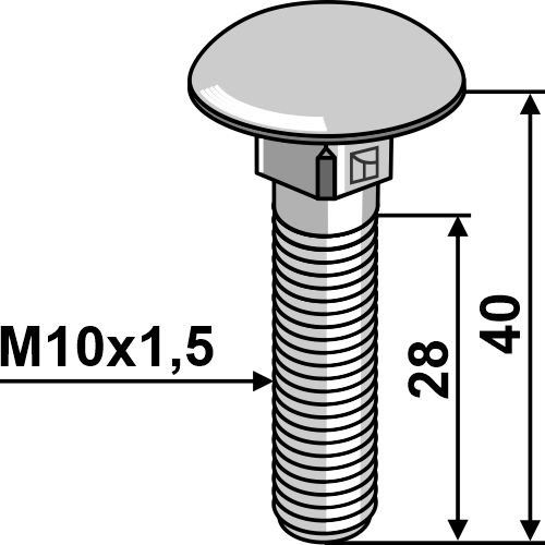 Bræddebolt M10x1,5x40 galvaniseret