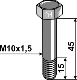 Springbolt M10x1,5x45 u. møtrik