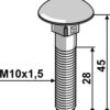 Bræddebolt M10x1,5x45 galvaniseret