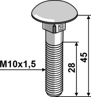 10456038v Bræddebolt M10x1,5x45 galvaniseret