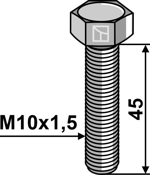 Bolt M10x1,5x45 u. møtrik - galvaniseret