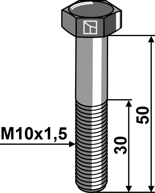 Bolt M10x1,5x50 u. møtrik