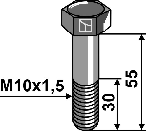 Bolt M10x1,5x55 u. møtrik
