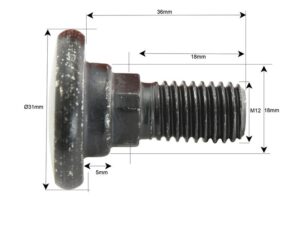 Knivboltsæt- M12x36mm - Passer til Vicon Passer til: B1374593