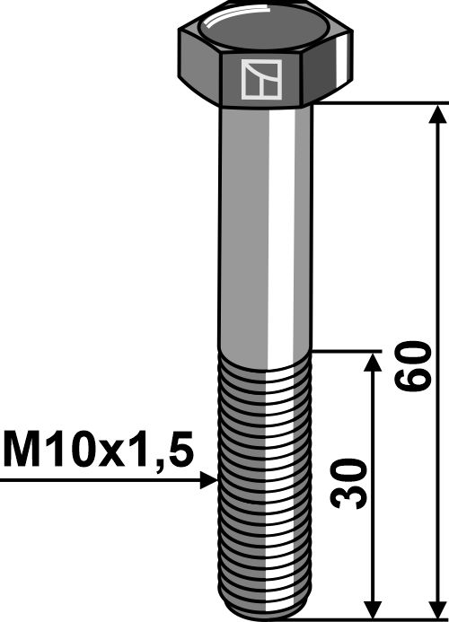 Bolt M10x1,5x60 u. møtrik
