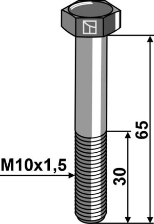 106593110 Bolt M10x1,5x65 u. møtrik