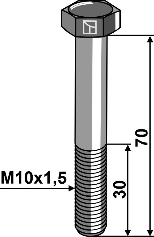 Bolt M10x1,5x70 u. møtrik