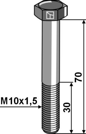 10709318 Bolt M10x1,5x70 u. møtrik