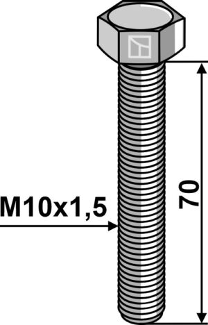 Bolt M10x1,5x70 u. møtrik