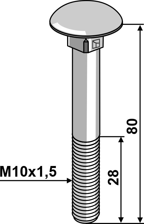Bolt M10x1,5x80 galvaniseret