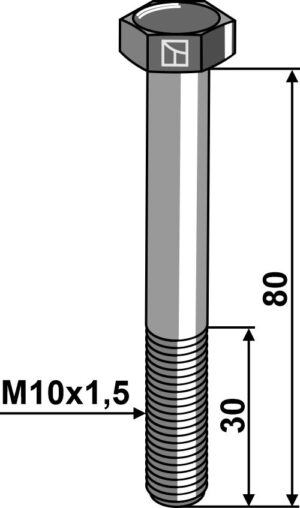 10809318 Bolt M10x1,5x80 u. møtrik