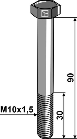 10909318 Bolt M10x1,5x90 u. møtrik