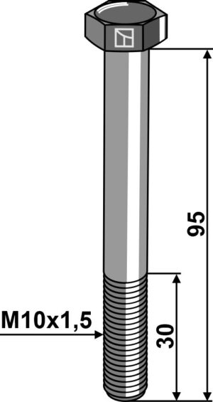 10959318 Bolt M10x1,5x95 u. møtrik