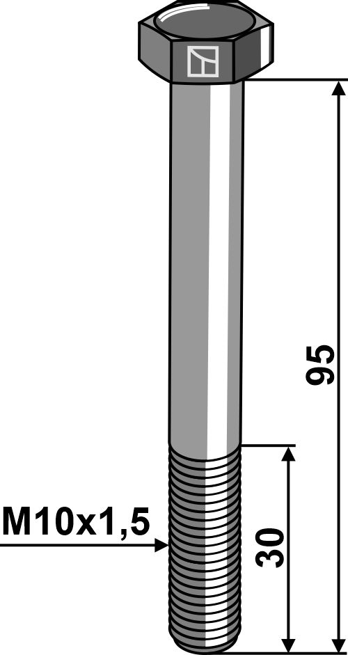 Bolt M10x1,5x95 u. møtrik