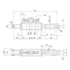 Liftregulering (hydraulisk) m/slanger (Leveres med: Slanger) - Gaffel Hul Ø 22mm - Gaffel Hul Ø 22x48mm - Min. længde: 510mm, Cylinderdiameter: 70mm.