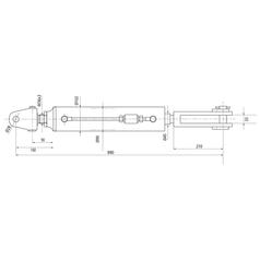 Liftregulering (hydraulisk) m/slanger (Leveres med: Slanger) - Led Ø 28mm - Gaffel Hul Ø 31x75mm - Min. længde: 890mm, Cylinderdiameter: 90mm.