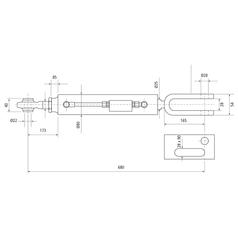 Liftregulering (hydraulisk) m/slanger (Leveres med: Slanger) - Kugle Ø 22mm - Gaffel Hul Ø 28 & 28x90mm - Min. længde: 680mm, Cylinderdiameter: 70mm.