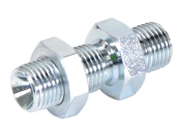 Hydraulikadapter 1/4'' BSP Han x 1/4'' BSP Schott med Kontramøtrik
