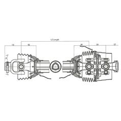 Sparex PTO Aksel (EUCV), (Lz) Længde: 1010mm, 1 3/8'' x 6 Spline 80° W.A. Slide Lock til 1 3/8'' x 6 Spline Q.R.