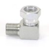 Hydraulikadapter 1/4'' BSP Han x 1/4'' BSP Drejelig hun 90° Kompakt udstødningsbøjning