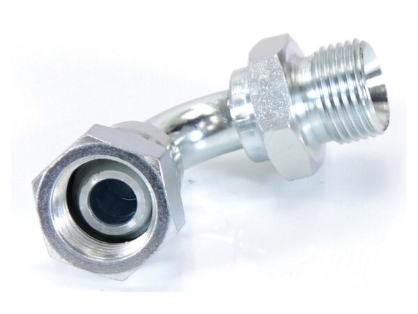 Hydraulikadapter 3/8'' BSP Han x 3/8'' BSP Drejelig hun 90° Bøjning