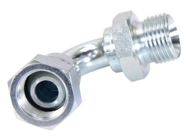 Hydraulikadapter 1/2'' BSP Han x 1/2'' BSP Drejelig hun 90° Bøjning