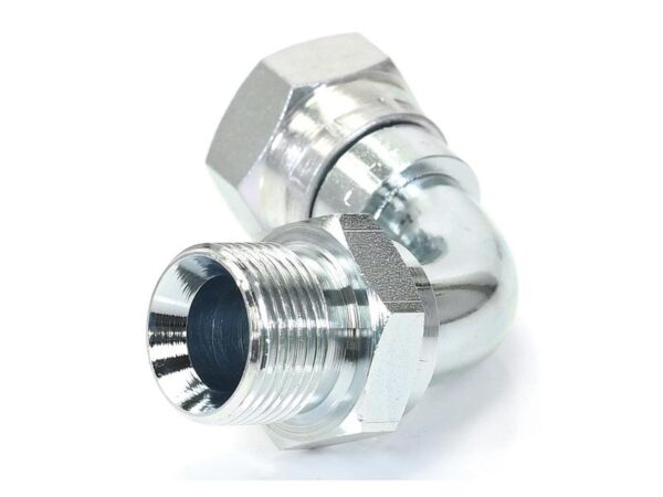 Hydraulikadapter 3/4'' BSP Han x 3/4'' BSP Drejelig hun 90° Bøjning